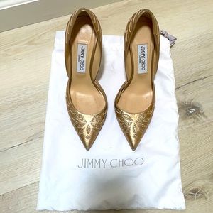 Beautiful Auth Jimmy Choo Gold Heels size 36.5